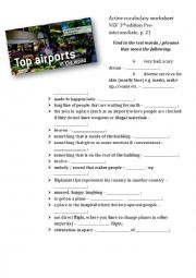 English Worksheet: Active vocabulary worksheet for the text about airports (English File Pre-intermediate 3rd edition Unit 3A) 