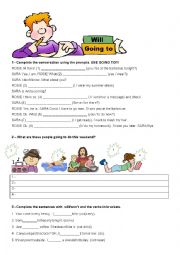 English Worksheet: Simple Future and Be going to