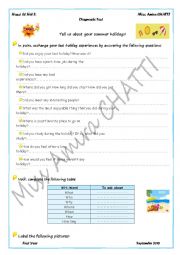 English Worksheet: Diagnostic Test 1st year