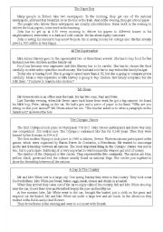 English Worksheet: 90 SHORT READING PASSAGES FROM DIFFERENT RESOURCES