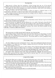English Worksheet: 90 SHORT READING PASSAGES FROM DIFFERENT RESOURCES