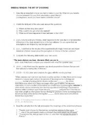 English Worksheet:  Art Of Choosing (based on TED Talk by SHEENA IYENGAR) 