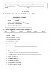 English Worksheet: 8th grade Test
