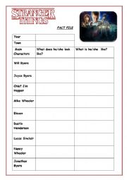 English Worksheet: STRANGER THINGS: CHARACTERS FACT FILE