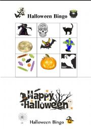 English Worksheet: Halloween Bingo part 2