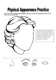 English Worksheet: Physical Appearance (The Face)