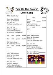 English Worksheet: Mixing Colors Song