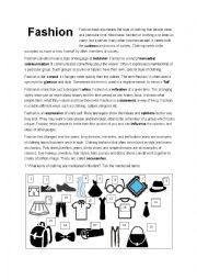 English Worksheet: Fashion. a vocabulary exercise 