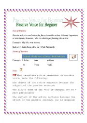 English Worksheet: Passive voice for beginer