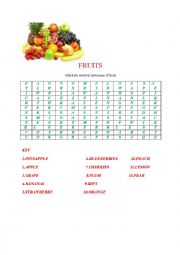 English Worksheet: fruit game