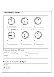 English Worksheet: time telling