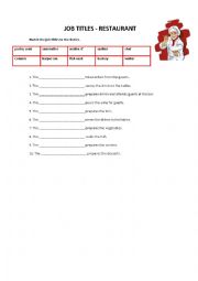 English Worksheet: Tourism  - Restaurant - Job titles