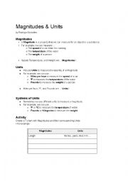 English Worksheet: Magnitudes and Units