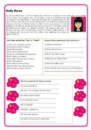 English Worksheet: Holly Myres