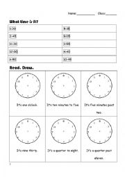 English Worksheet: What time is it?