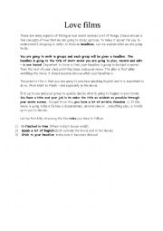 English Worksheet: Love films - speaking assignment