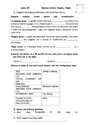 English Worksheet: Lesson E3: Business Letters