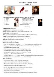 English Worksheet: The devil wears Prada movie, part 3