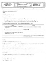 English Worksheet: midterm test 01 3rd form 2006