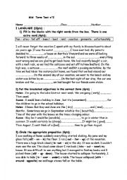 English Worksheet: mid term test n1 for 3rd form pupils