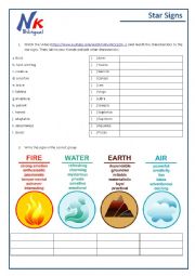 English Worksheet: Star Signs and Characteristics