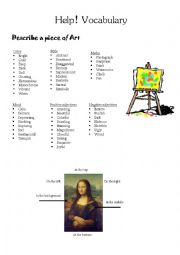 English Worksheet: Art Vocabulary 