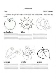 English Worksheet: Colors and shapes