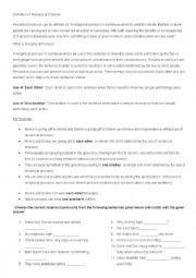 English Worksheet: Definition of Reciprocal Pronoun