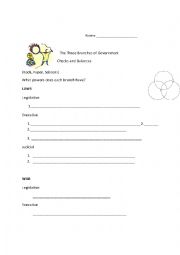 English Worksheet: Three branches of government