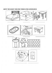 English Worksheet: FURNITURE WORDSEARCH 2