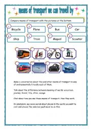 English Worksheet: Mini lesson guide. For pupils before their holidays, including quick test on means of transport and some questions for talking.
