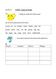 English Worksheet: Types of Nouns