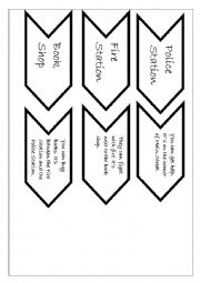 English Worksheet: matching game places in town