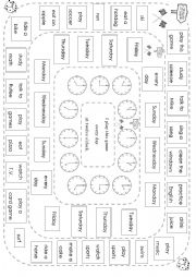 English Worksheet: Versatile actions and times boardgame