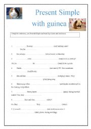 English Worksheet: Present Simple with the guinea pigs