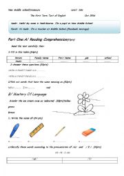 The First Term Test of English                   Oct 2016