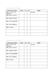 English Worksheet: Find someone who__WHY__BECAUSE