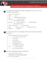 English Worksheet: Simple Present and Present Continuous