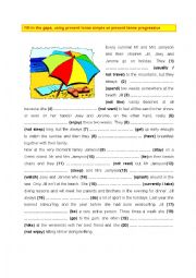 English Worksheet: Present tense simple and present tense progressive (3)