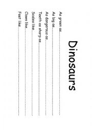 English Worksheet: Dinosaurs poetry