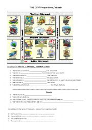 English Worksheet: THE CITY. PREPOSITIONS AND STREET NAMES