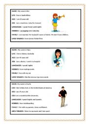 English Worksheet: Personal information speaking cards (Set1)