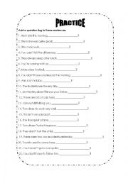 English Worksheet: Question tags