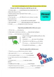 English Worksheet: Test 2 (word formation/phrasal verbs/dependent prepositions) (with keys) 