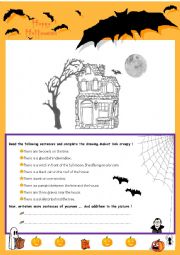 English Worksheet: Reading Comprehension-Draw a Creepy Scene