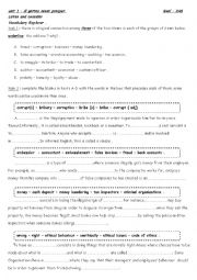 English Worksheet: unethical acts
