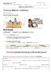 English Worksheet: Past Simple with Teens problems