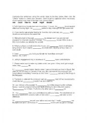English Worksheet: Modals