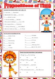 English Worksheet: Prepositions of Time