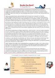 English Worksheet: Print Books vrs E-readers Story and Debate